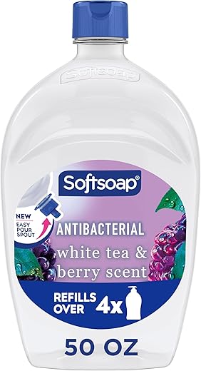Softsoap Antibacterial Liquid Hand Soap Refill, White Tea & Berry Scented Hand Soap, 50 Ounce(Packaging May Vary)