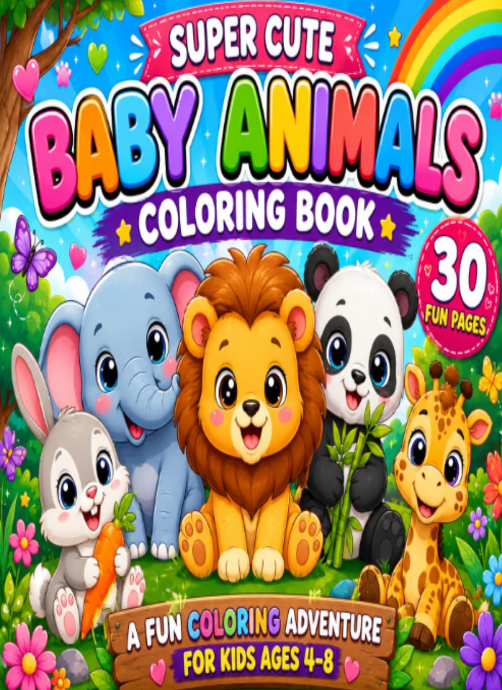 Super Cute Baby Animals Coloring Book: Fun Activities for Kids Ages 4–8