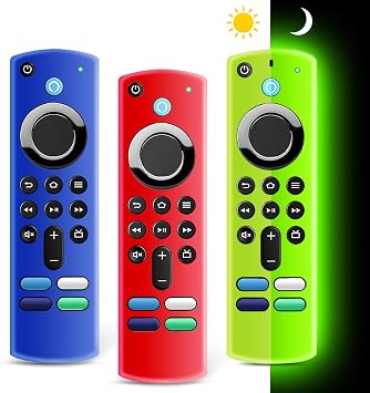 3 Pack ONEBOM Firestick Remote Cover 3rd Gen with Alexa Voice Remote 4K,Fire TV Stick Case Glow in The Dark,Anti Slip Shockproof Silicone Protective Case with LanyardGlow Green&Blue&Red