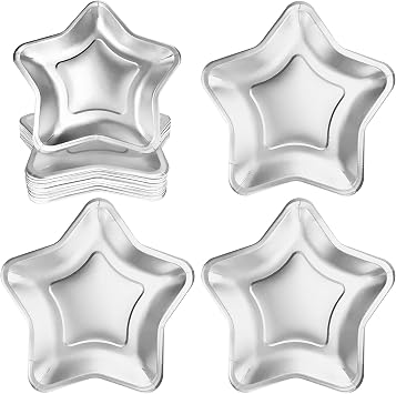 Zuazaor 60 Pieces 9 Inches Star Shaped Paper Plates Disposable Party Plate Pentagram Dinnerware Plates for Graduation Independence Day Wedding Birthday and Christmas Party Supplies silver