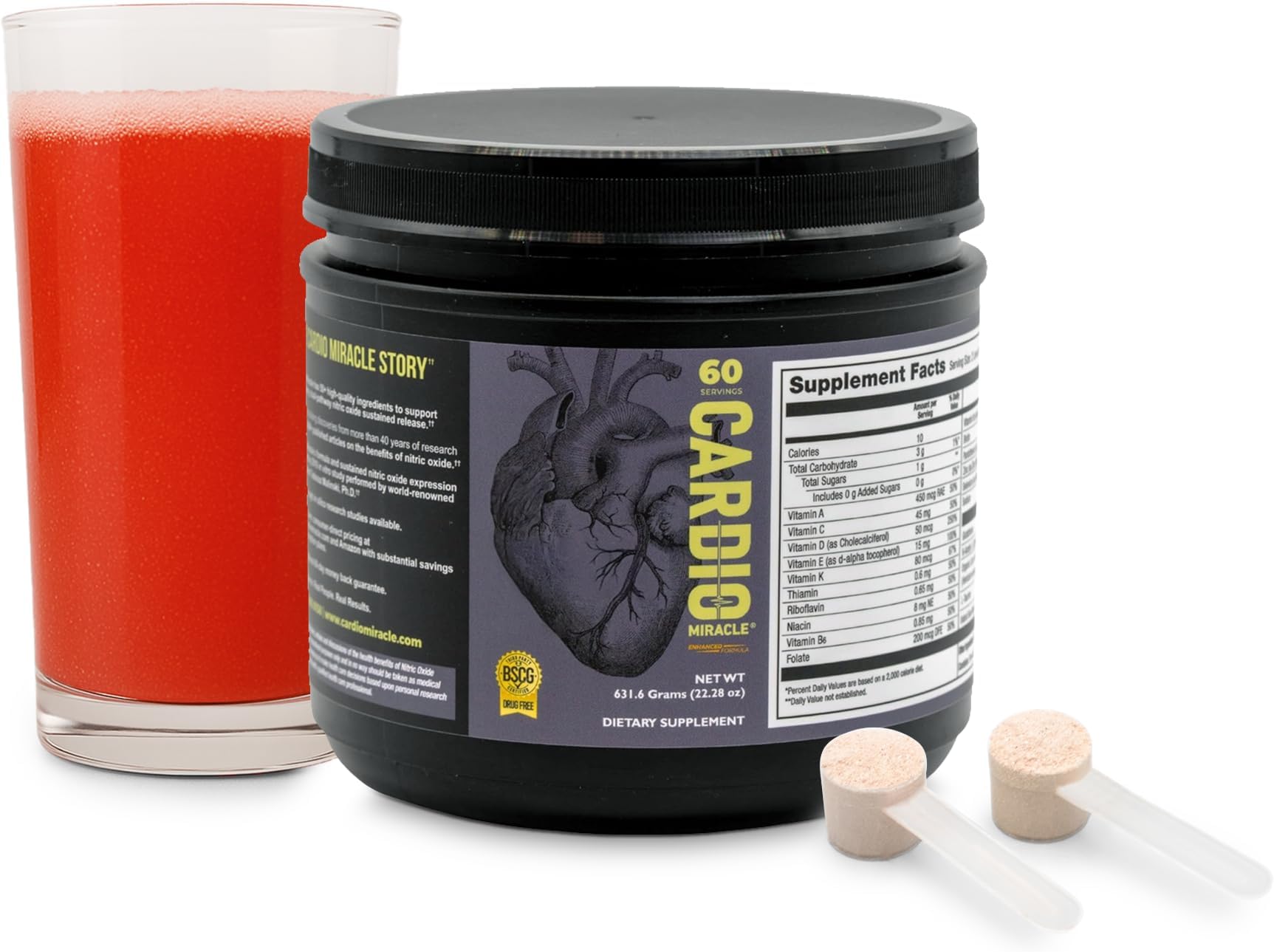 - Cardio Miracle Nitric Oxide Supplement 60 Servings - Beet Root Powder with L-Arginine to Support Circulation, Blood Flow, Energy, Endurance, Stamina & Heart Health for Men and Women