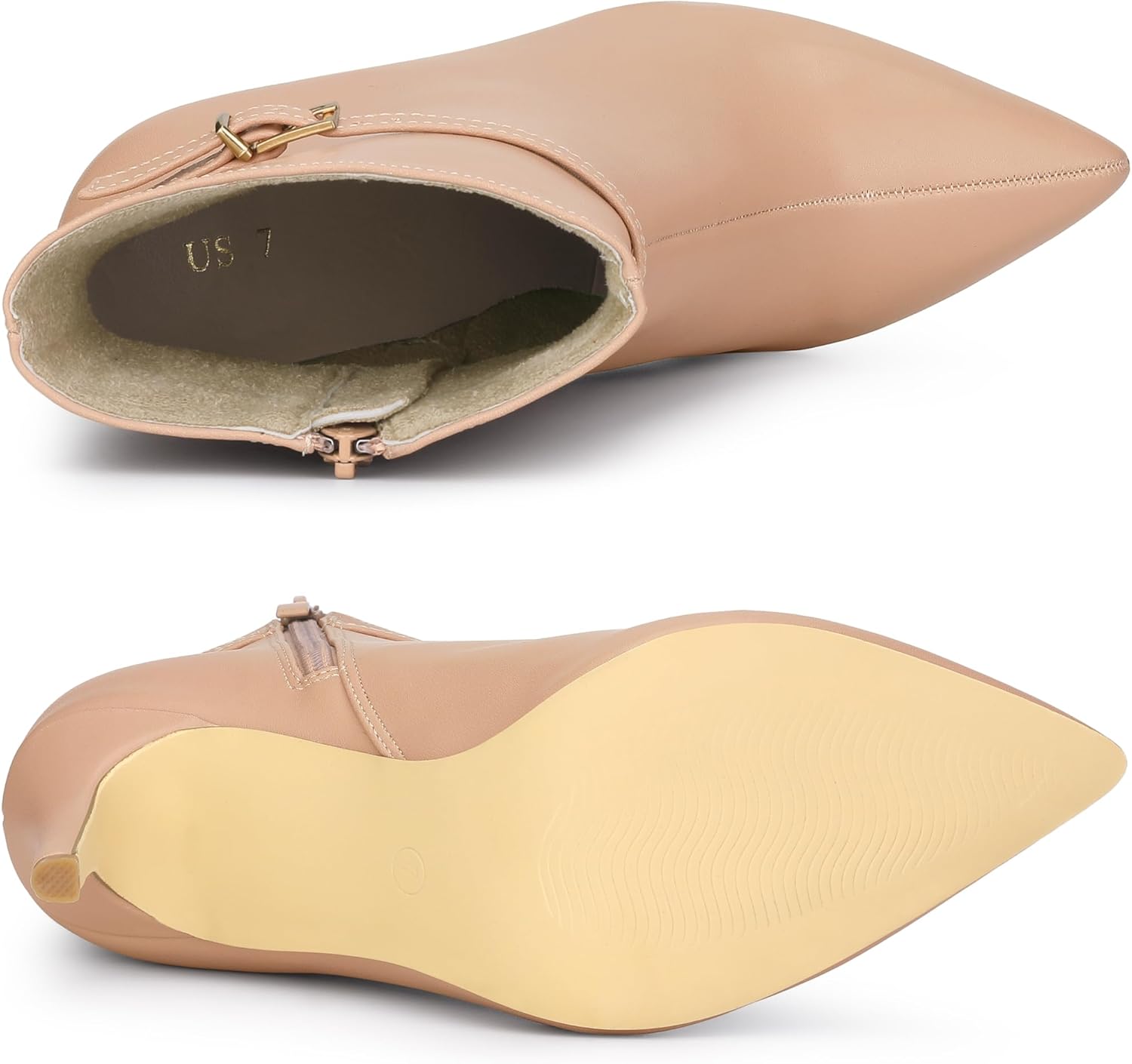 Allegra K Women's Pointed Toe Buckle Strap Stiletto Heels Ankle Boots