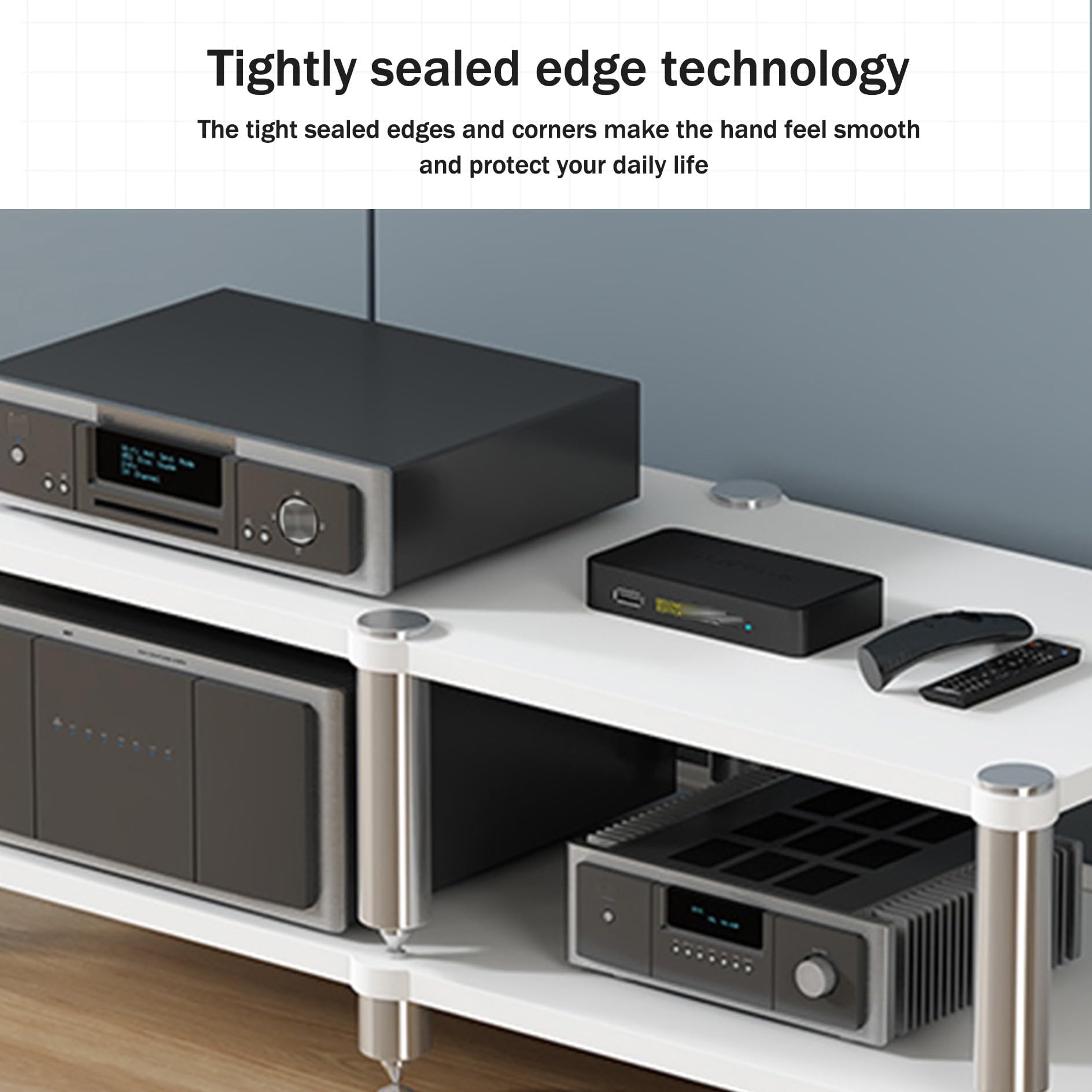 Rack audio HiFi – Supporto multimediale AV e ripiano da gioco – Torre di archiviazione da pavimento per proiettore, console di gioco, TV Box, lettore CD stereo e home theater