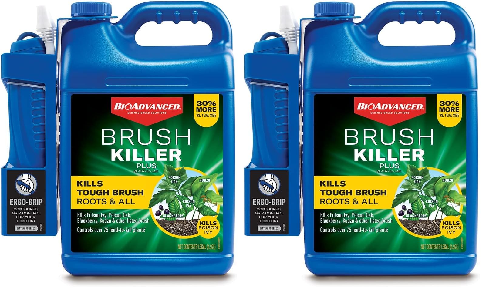 BioAdvanced Brush Killer Plus, Ready-to-Use, 1.3 Gal – Kills Tough Brush Roots & All, Kills Poison Ivy (Pack of 2)