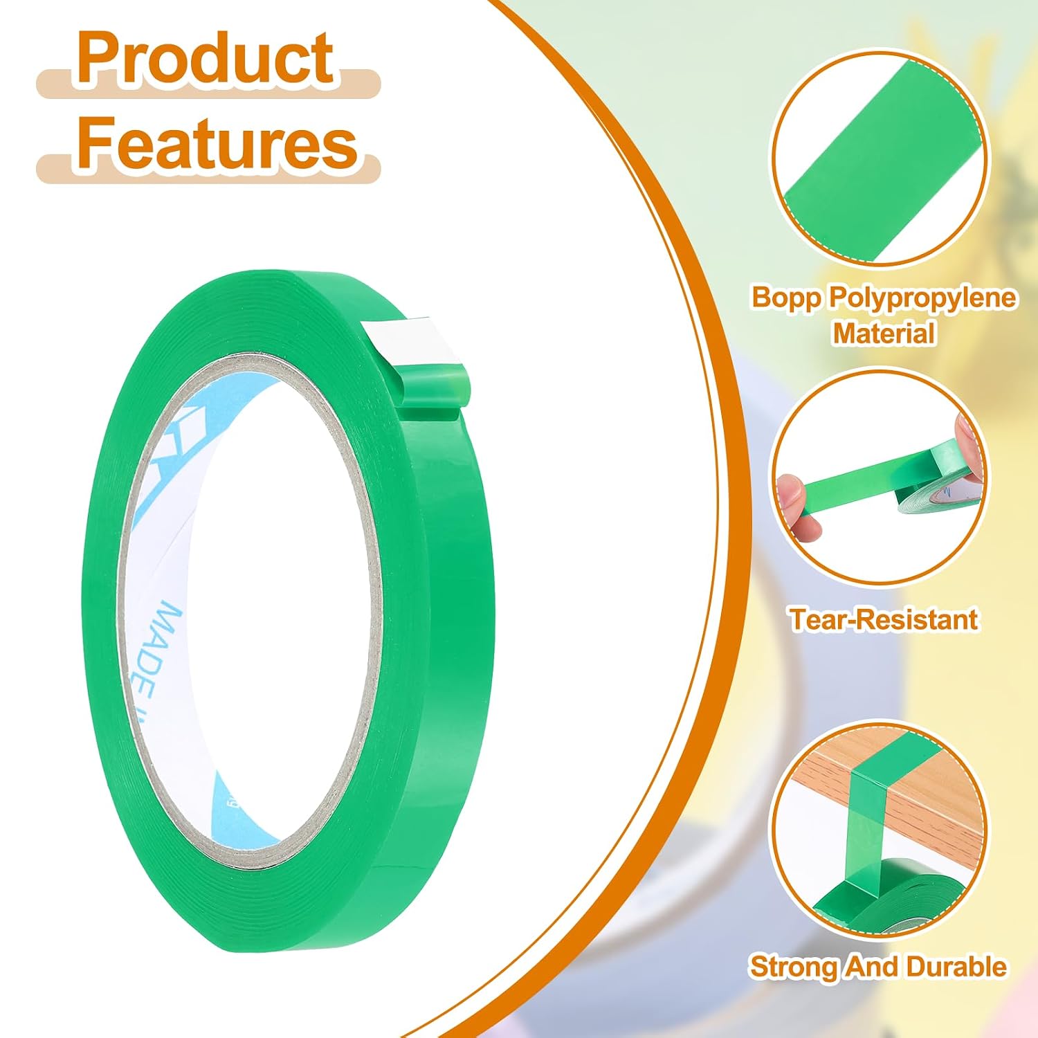 MECCANIXITY Poly Bag Sealing Tape, 1/2" x 100 Yard Plastic Bag Sealer Tape Packaging Sealing for Shops Packaging Food Vegetable Meat Cake Bread Freezer Ice, Light Green image 3