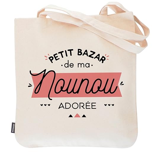 Totebag nounou - Petit bazar de ma nounou adorée Sac 100% coton - Manahia