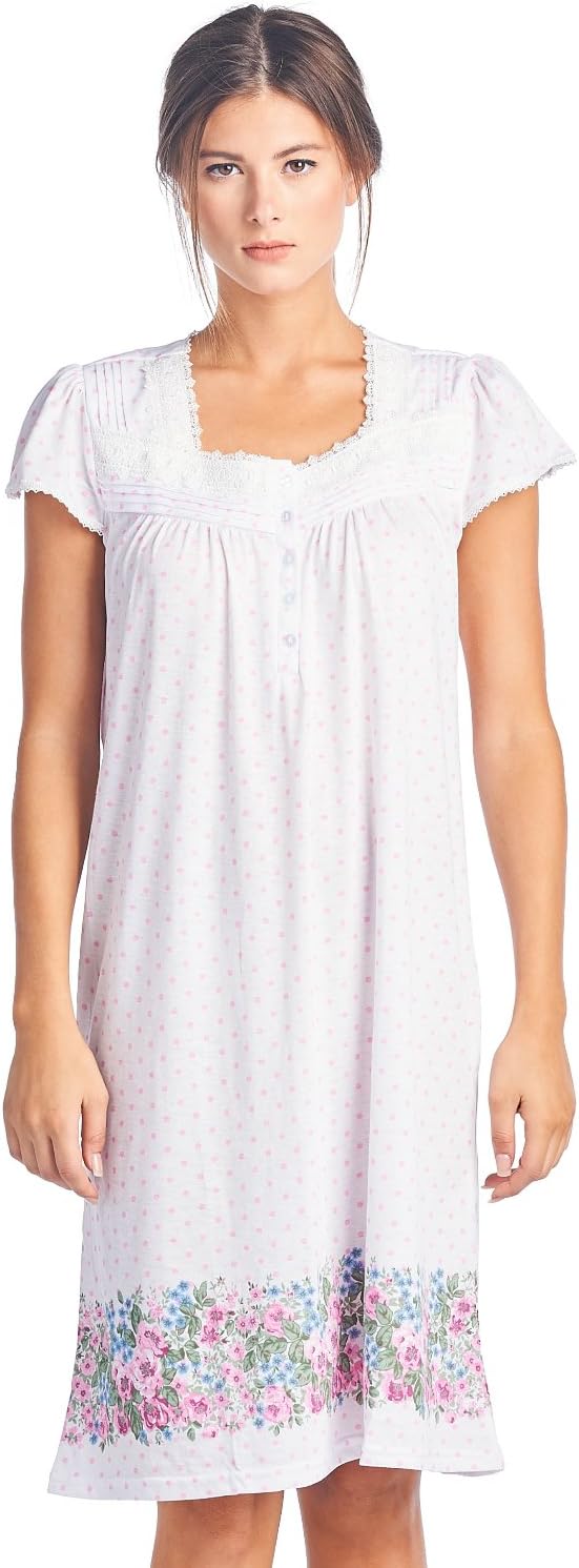 Casual Nights Women's Cap Sleeves Floral Lace Nightgown
