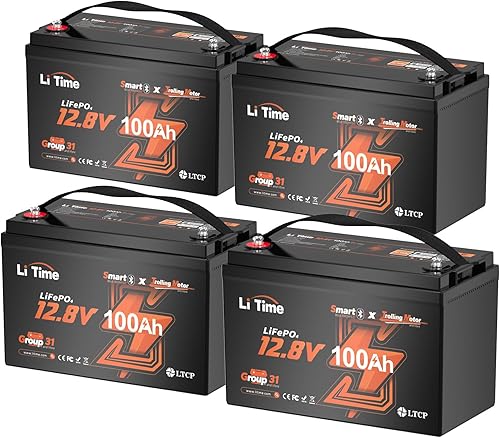 Miniatura 18 de Litime Batería LiFePO4 para motores de trolling de 12V 100Ah (Grupo 31), baterías de litio Bluetooth de 12 voltios, máx. 15000 ciclos profundos,