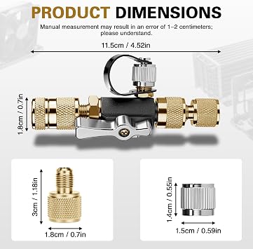 HVAC Valve Core Removal Tool,Valve Core Remover Installer Tool,1/4& 5/16 Dual Valve Mega Flow Vacuum-Rated Valve Core Removal Tool,20 Microns Vacuum,Essential HVAC Tools for R32 R410 R22 R12