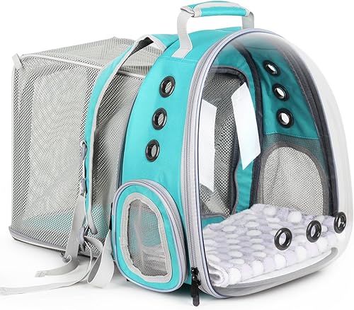 Lollimeow Mochila expandible de burbujas para gatos y perros (cuadrado expandible, verde)