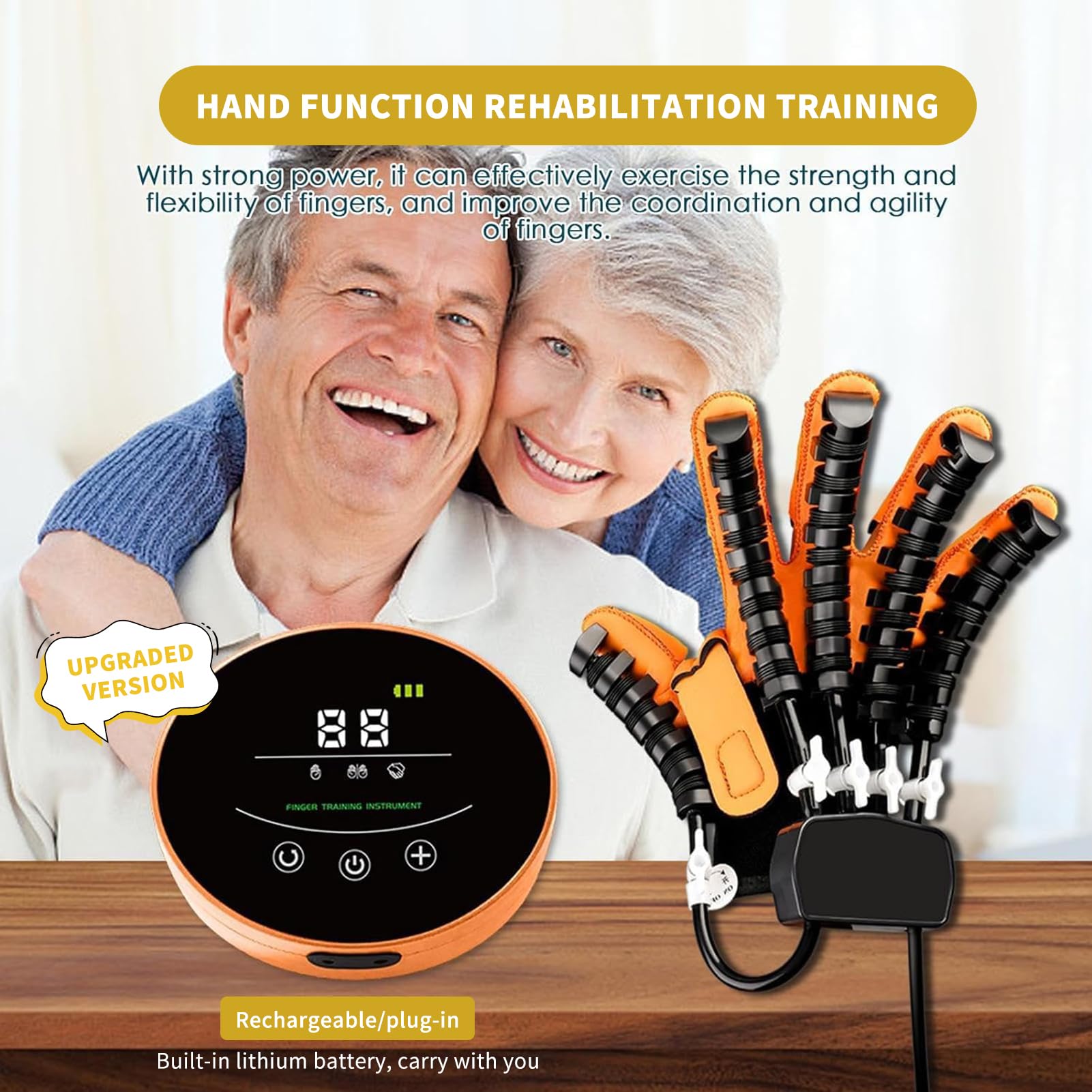 GAOXIAO Versión Mejorada de Guante de Robot de Rehabilitación con Función de Dedo y Mano para Pacientes, Guantes Manos para Ictus Aparato Parálisis Cerebral de Rehabilitación de Manos B Left L