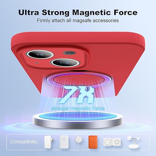 Miniatura 3 de Funda de silicona para iPhone 13 y iPhone 14 con soporte de anillo magnético, iPhone 13 y 14 de 6.1 pulgadas para mujeres y hombres, compatible con