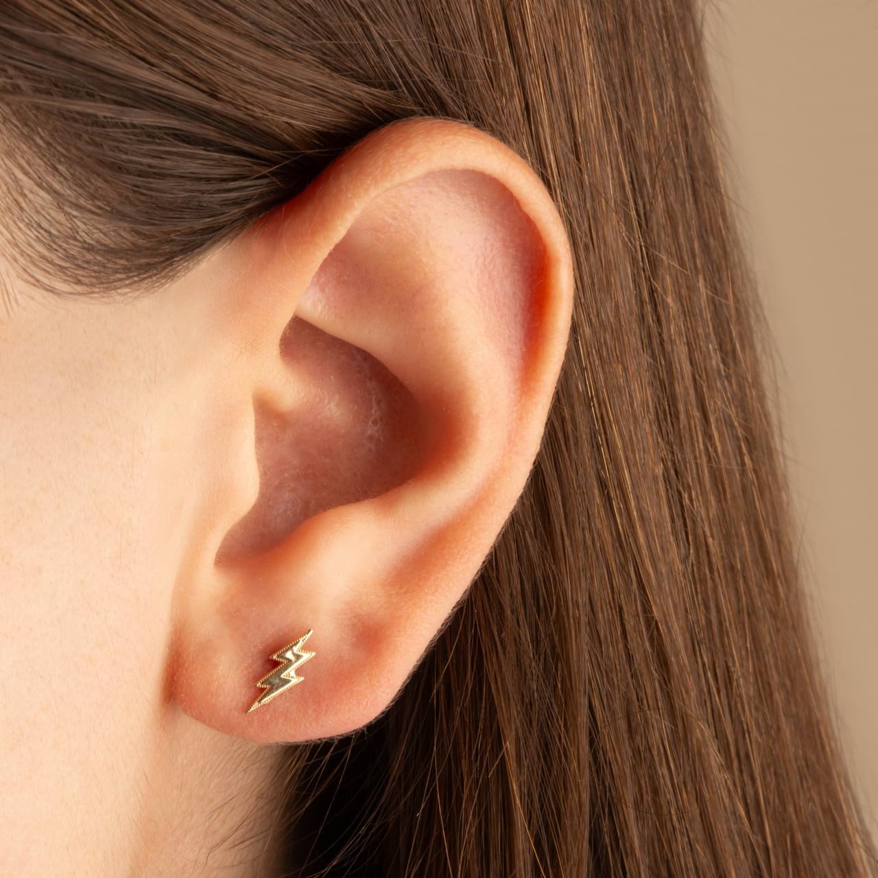 Claddagh Gold 10K & 14K Yellow Lightning Bolt Electric Milgrain Stud Earrings