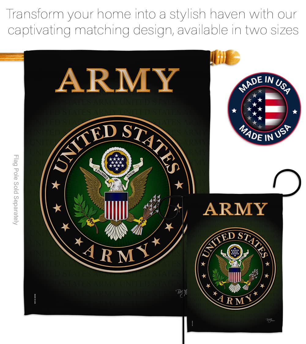 Breeze Decor Army Garden House Flag Kit Kit Forces Armed Forces Rangers United States American Military Veteran Emerytura Oficjalna dekoracja baner mały prezent na podwórko dwustronny, 1 x 1 x, Made in USA