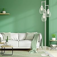 Vista 4 de Lámpara de pie regulable, 3 bombillas LED Edison de 800LM incluidas, lámpara de pie industrial de granja con elegante cabeza de jaula