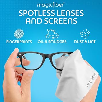 MagicFiber Microfiber Cleaning Cloth, Glasses Cleaner, Eyeglass Wipes, 2pk | Clean Eye Glasses, Lenses, Screens, Cameras, Sunglasses, Watches, Electronics, More