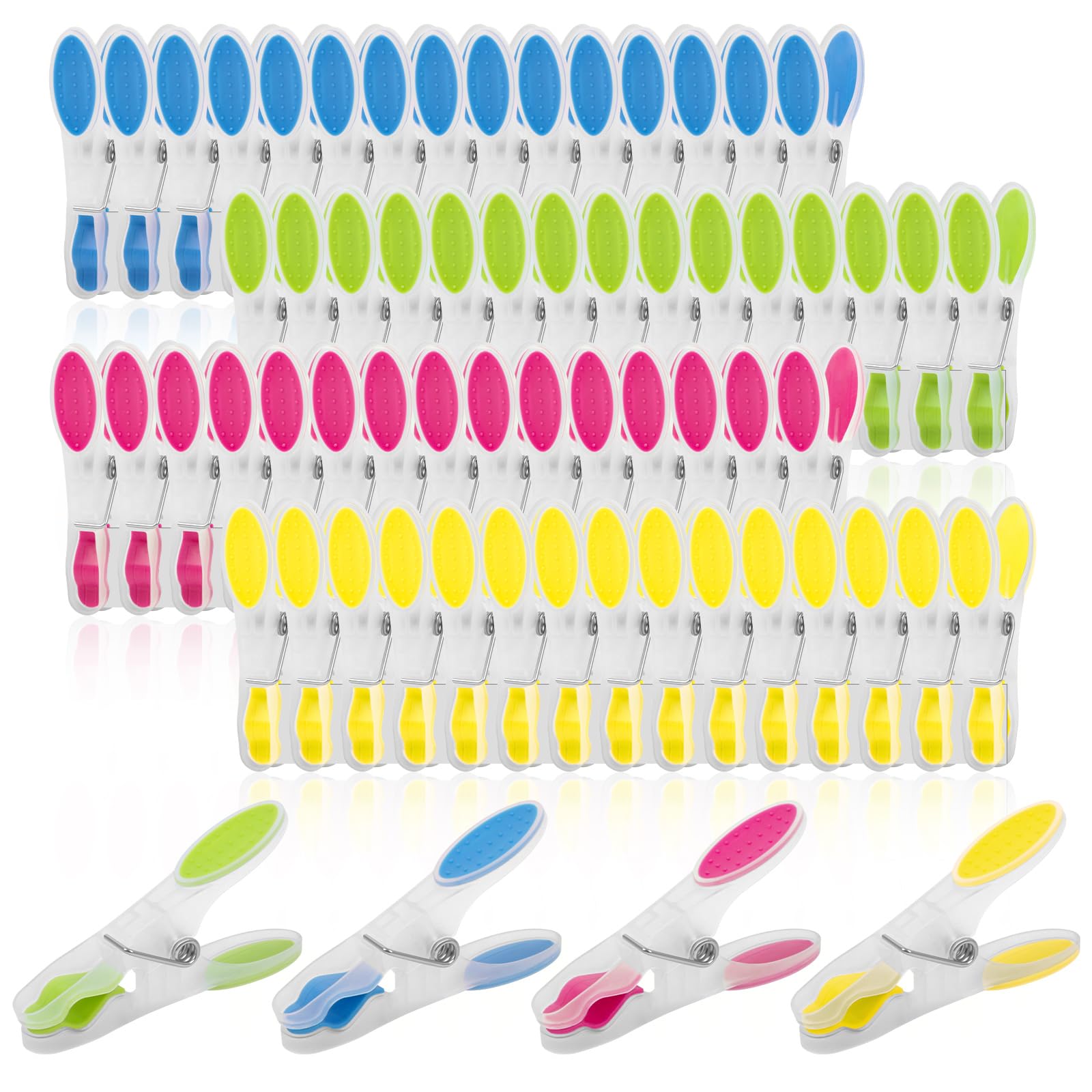 TIECHI 60PCS Clothes Pegs for Washing Line, Extra Strong Washing Pegs with Durable Spring, 4 Colors Non Slip Laundry Pegs for Home Garden Outside