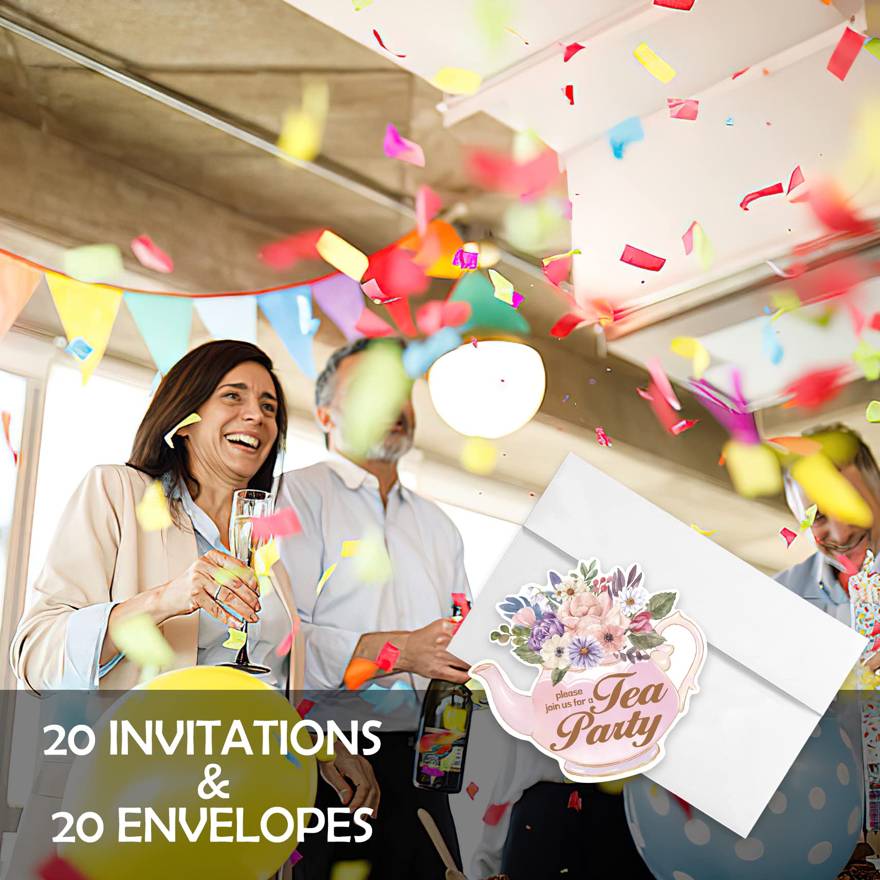 AEHIE 20 Sets Teeparty-Einladungskarten Mit Umschlägen – Floral, 10,2 X 15,2 Cm, Für Damenfeiern