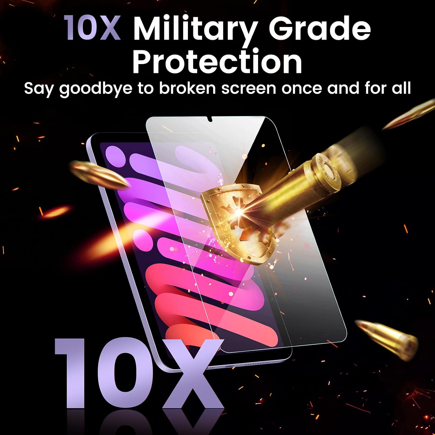 MOHAVE 2 Pack [Auto Alignment Kit] Diamond Hard Screen Protector Compatible with iPad Mini 6th Generation 8.3'' 2021, 10X Military Grade Shatterproof Tempered Glass, Anti Fingerprint, Bubble Free, Case Friendly, Compatible with Apple Pencil