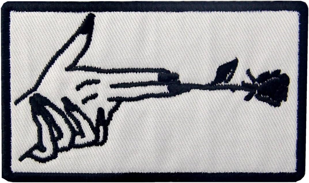 Finger Gun And Flower Applique Embroidered Hand Gesture Badge Iron On Sew On Patch