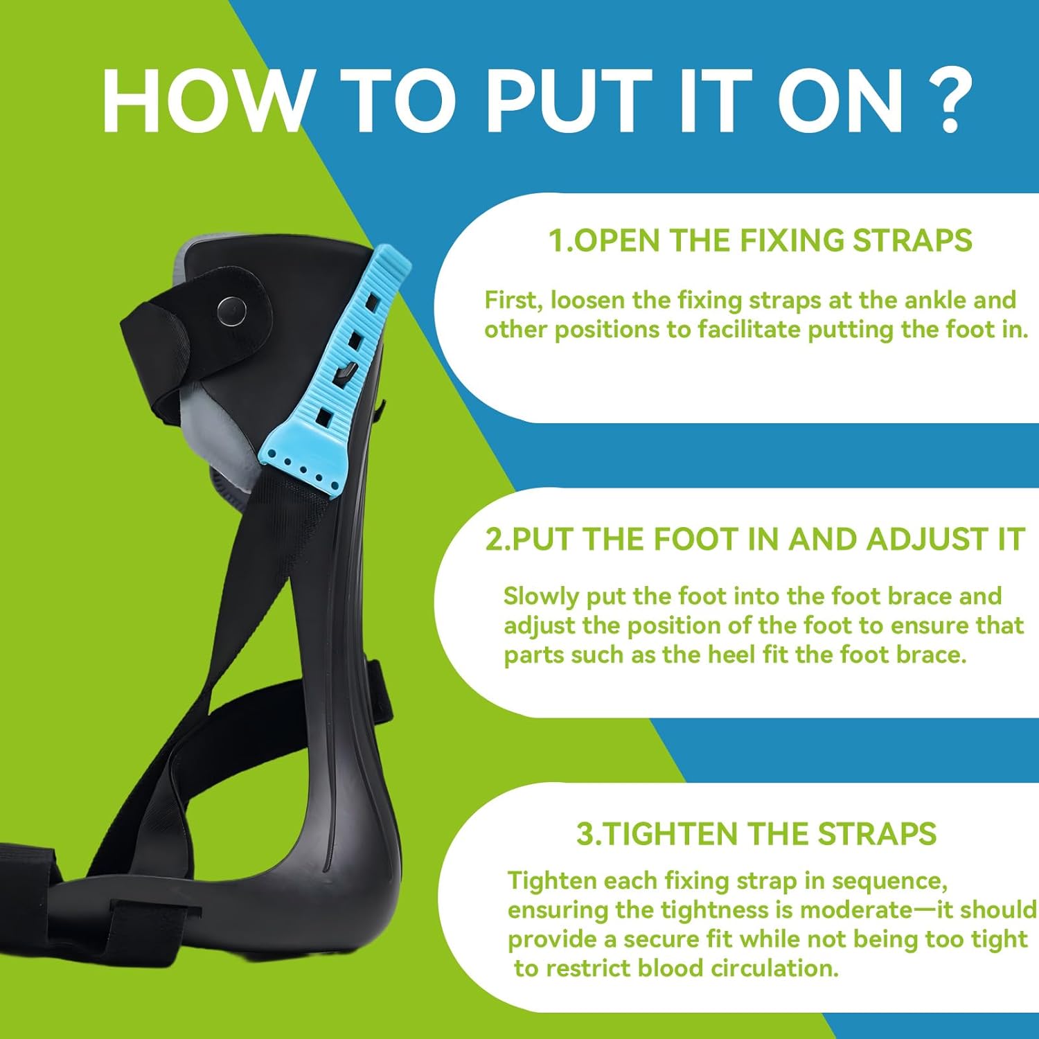 Komzer AFO Drop Foot Brace, Adjustable Ankle Support Orthosis for Stroke Recovery & Daily Mobility, Lightweight Orthotic Device for Men & Women, Fits Inside Shoes (L, Left)