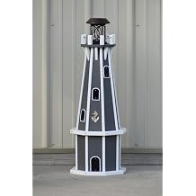 32" Octagon; Solar Powered Poly Lighthouses Gray/white trim