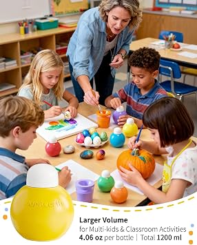 JUPITEARTH Washable Paint Set for Kids, Non-Toxic Finger Paint, 6 Colors