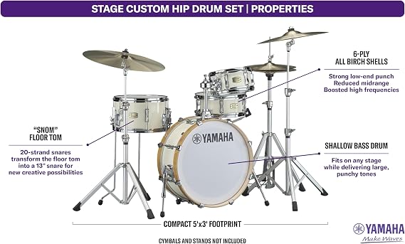 Yamaha Stage Custom Hip One-Box 4-Piece Drum Set - 20 Kick, Classic White