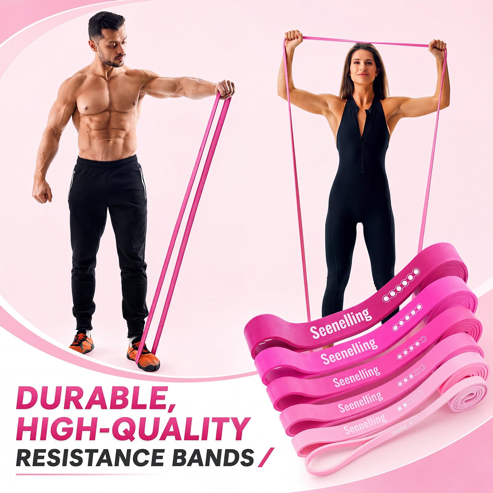 Seenelling Widerstandsbänder-Set, Klimmzug-Übungsschlaufe, Beerenrosa, 6