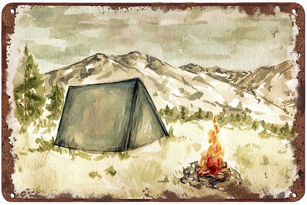 rayprint Campfire on The Holiday Signs-Metal Tin Signs Exquisite Wall Art Decor Inspirational Gift Positive Affirmations Hanging for Office Classroom Home Living Room Bedroom Wall Decor 8"x12"