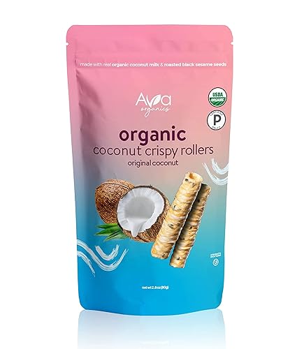 Miniatura 4 de Ava Organics - Rodillos crujientes de coco, rollos de aperitivos saludables para adultos y niños, kosher, sin gluten, certificado paleo - Coco