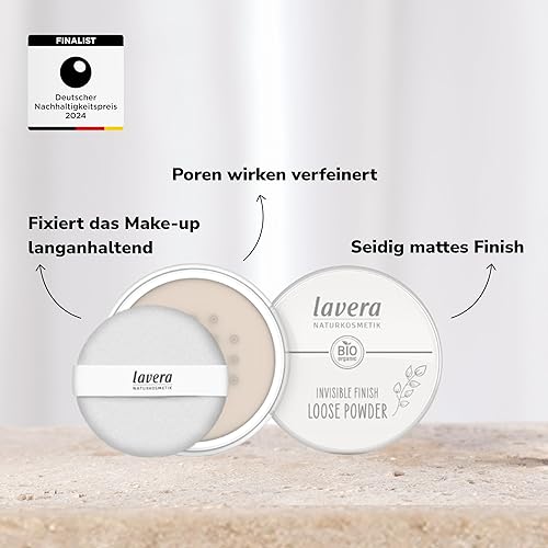 Miniatura 3 de lavera Polvo suelto con acabado invisible, polvo fijador de larga duración, establece maquillaje y proporciona un acabado mate, polvo facial