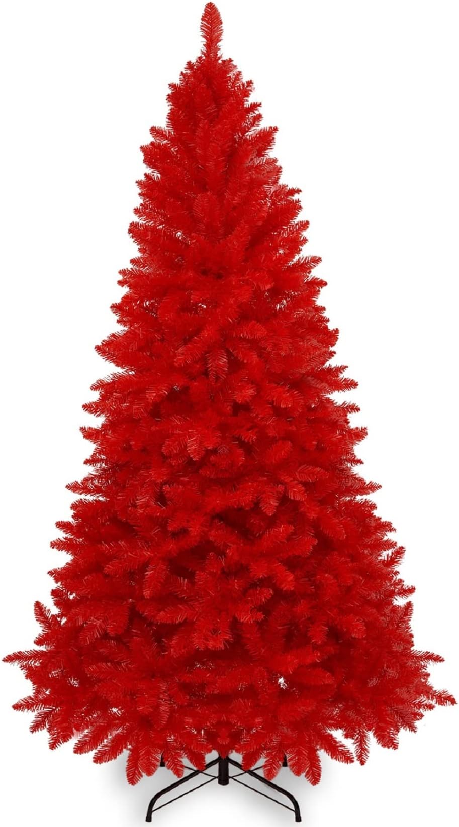 SoultyArtificial Orange Red Christmas Tree 6ft - Unlit Premium Hinged Full Classic Spruce Colorful Xmas Tree with 1176 PVC Tips & Foldable Metal Stand - Easy Assembly Holiday Party Decor Home Office