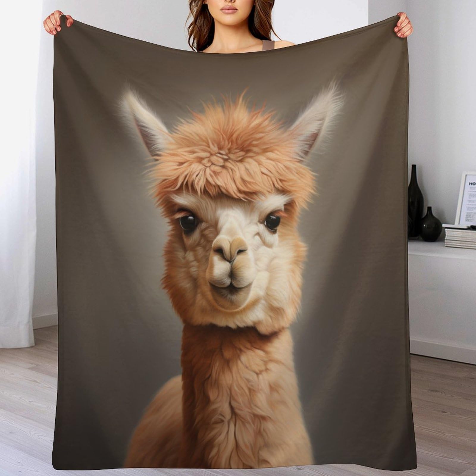 Couverture polaire en flannel alpaga douce et chaude pour lit 180x200cm