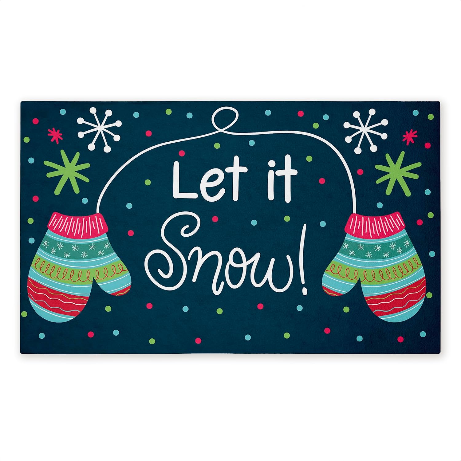 Stupell Industries Let It Snow Mittens Outdoor Door Mat, Durable Non-Slip Mat with Recycled Rubber Backing, Weather-Resistant Seasonal Winter Snow Design by Emily Cromwell, 18"x30"