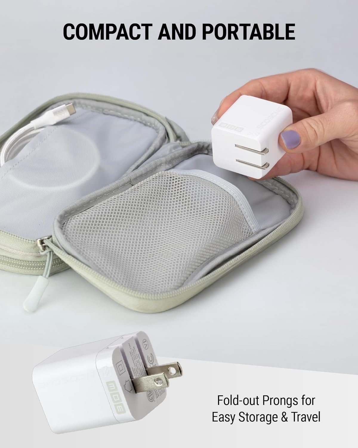 Scosche SHPDC30 30W USB-C Wall Charger and Cable, GaN Fast Charging Adapter Block with Folding Plug and 4 FT Lightning/USBC Cord Compatible with iPhone 16/15/14/13/12, iPad, and Type-C Android, White