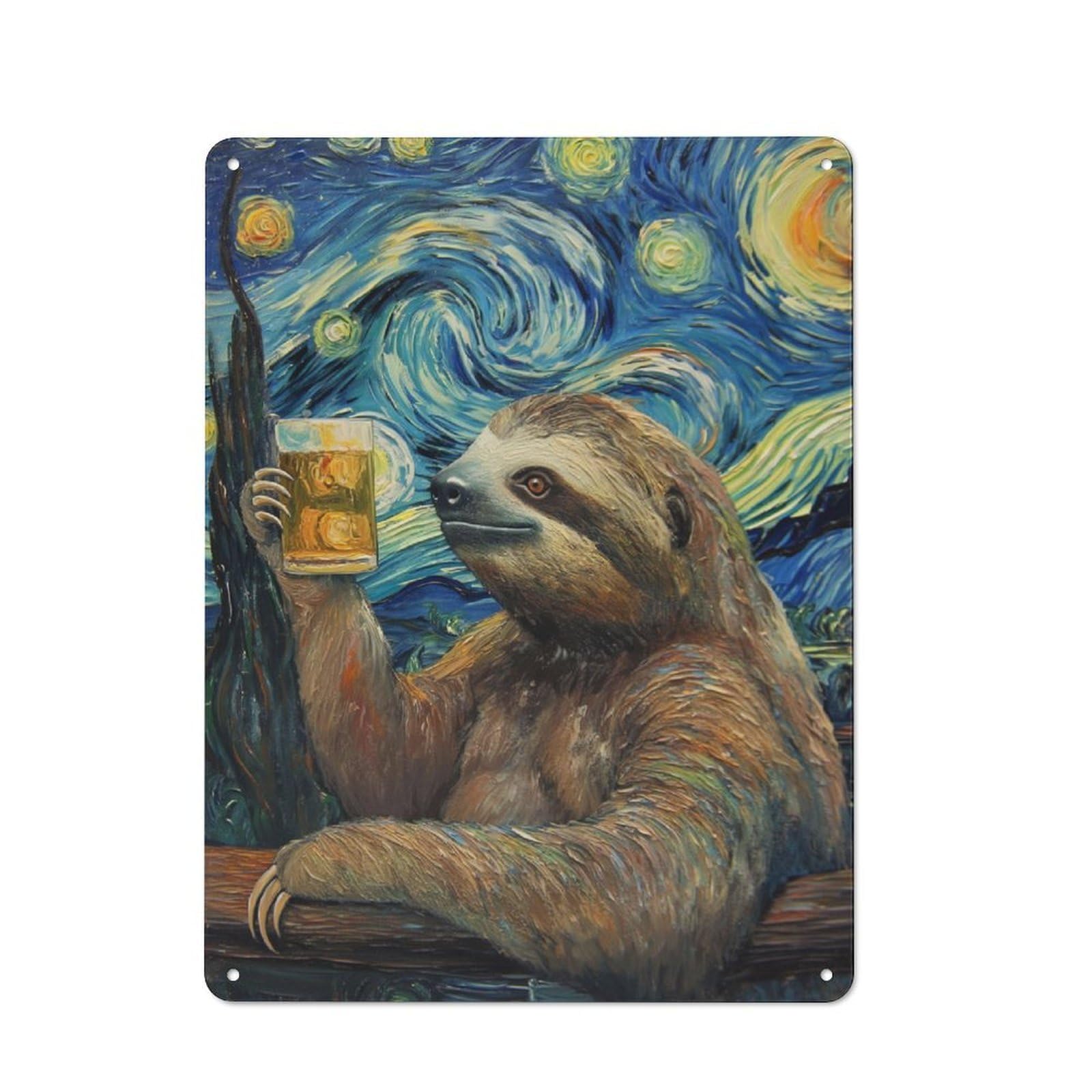 Junmoney Funny Sloth Drinking Beer Tin Wall Plaque 40X30cm With For Kitchen Or Home Bar, Metal Sign Decor For Dining Areas And Home Bars
