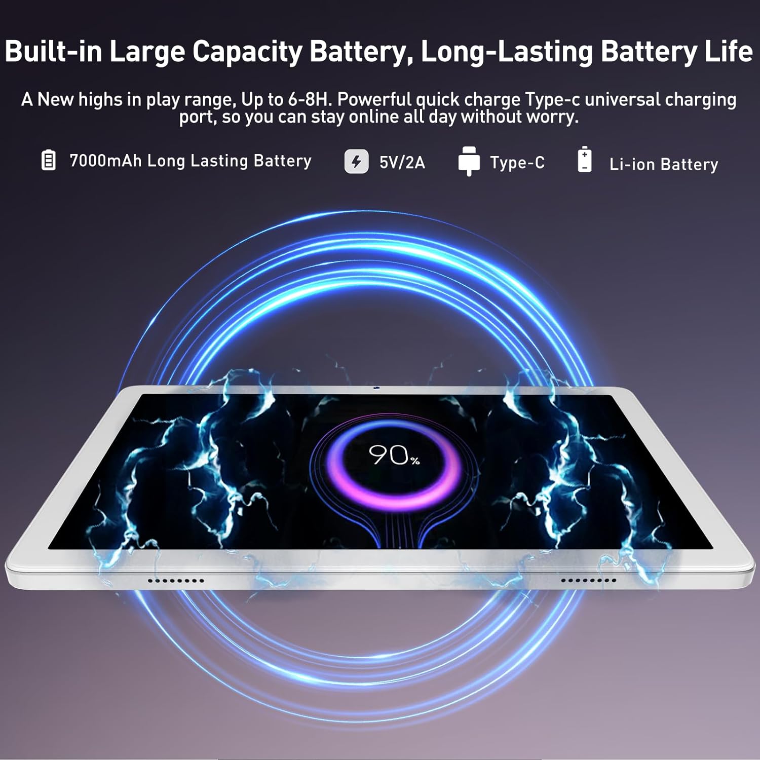 2025 Tablet, Android Tablets 10 inch Tablet PC with Octa-core CPU 14GB RAM +128GB ROM + 1TB Expand, 7000mAh Battery, 1280 * 800 Incell Screen, 5G/2.4G WiFi + 4G LTE, BT 5.0, Dual Cameras