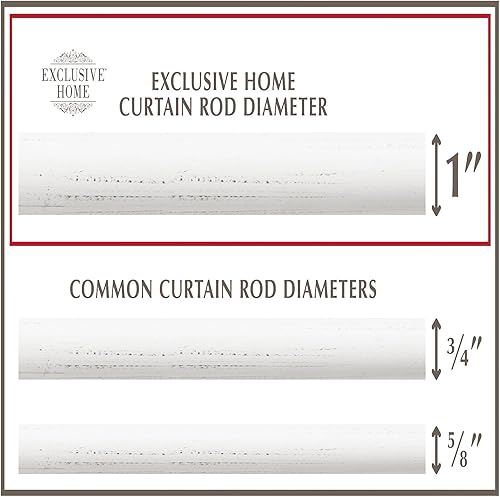 Miniatura 4 de Exclusive Home Holden - Barra de cortina envolvente de 1 pulgada, color blanco envejecido, 52-72 pulgadas