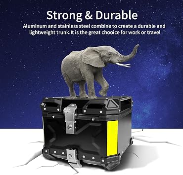Aluminum Motorcycle Top Case, Universal Tail Box with Security Lock, Waterproof Helmet Luggage (Black, 35L)