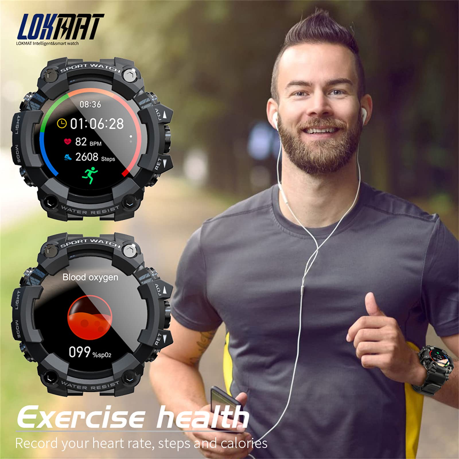 Inteligentne zegarki do telefonów z systemem Android i iOS Smartwatch Fitness Tracker Fitness Watch męskie i damskie zegarki sportowe (kamuflaż)