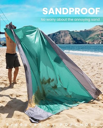 Miniatura 6 de POPCHOSE Beach Blanket Beach Blanket Waterproof Sandproof Extra Large Sandproof Beach Blanket for 4-7 Adults Waterproof Picnic Blanket with 6 Stakes