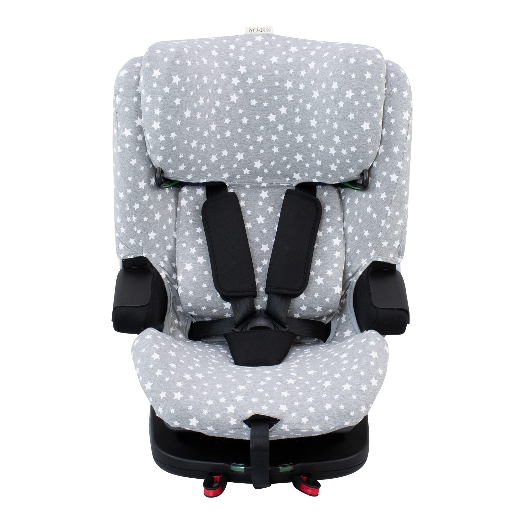 JYOKO KIDS Rivestimento per seggiolino auto in cotone compatibile con Jané Groowy ISize (White Star)