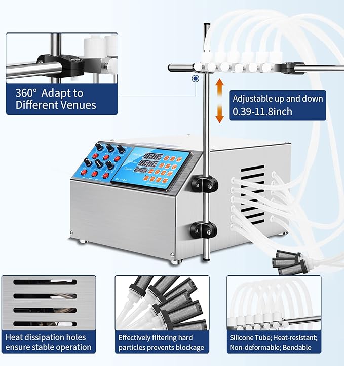 Llenadora Eléctrica de Líquidos 6 Cabezales con Bomba Perist miniatura 8