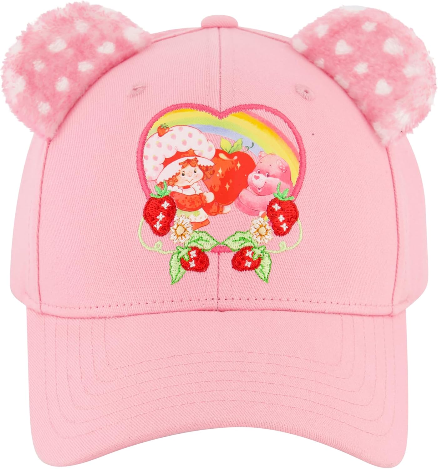 Strawberry Shortcake and Care Bears Trucker Hat, Cheer Bear Adult Bow Tie Baseball Cap with Curved Brim and 3D Ears, Pink, One Size - Image 4