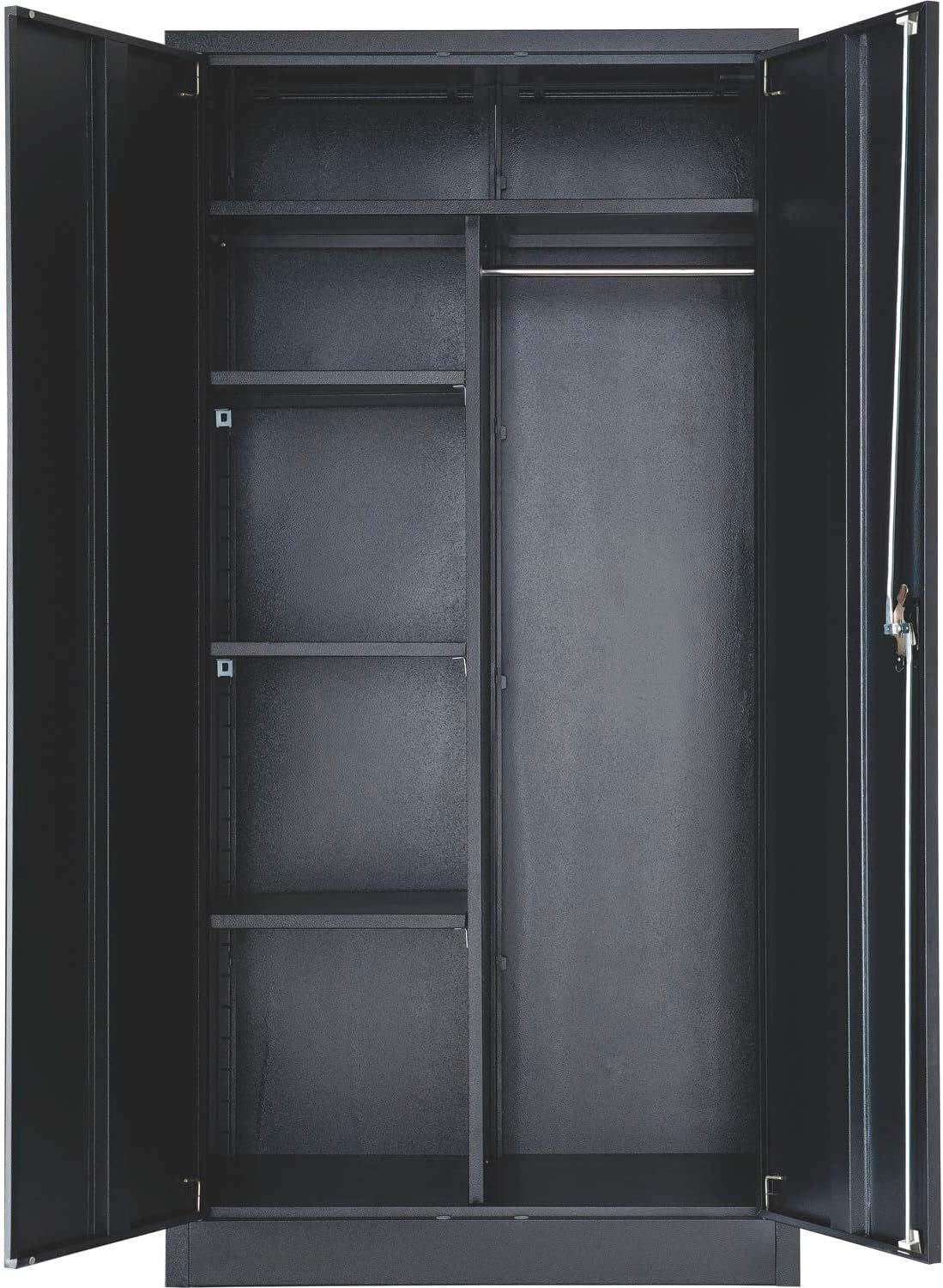 Global Industrial Combination Storage Cabinet with Locking Recessed Handle, 300 Lbs Shelf Capacity, Steel, 36" W x 18" D x 72" H, Black, Assembly Required