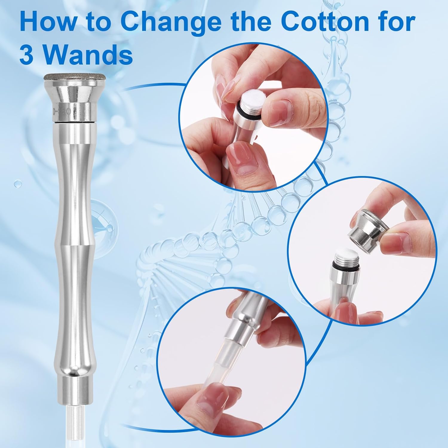 9 PCS Microdermabrasion Tips and 3 Wands,Dermabrasion Replacement Heads,Microdermabrasion Machine Accessories with Cotton Filter - Image 4
