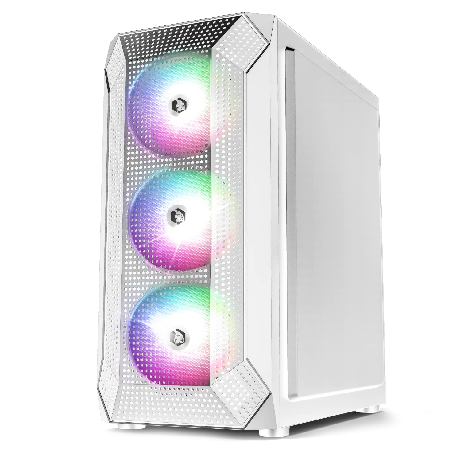 EMPIRE GAMING - Obudowa PC do gier Ruby Mid-Tower ATX, mATX, ITX - przednia siatka - panel boczny ze szkła akrylowego - 4 wentylatory 3-pinowe 5 V LED ARGB Adresowalna 120 mm - MB Sync - biała