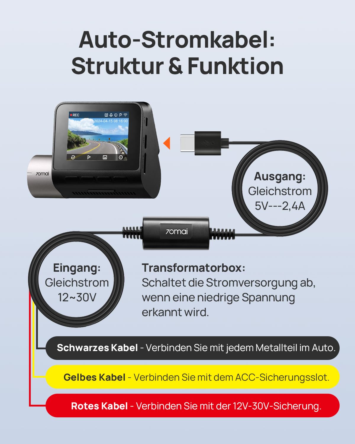 【70mai A810 Lite Dash Cam Auto +UP03 Hardwire Kit Regolabile】