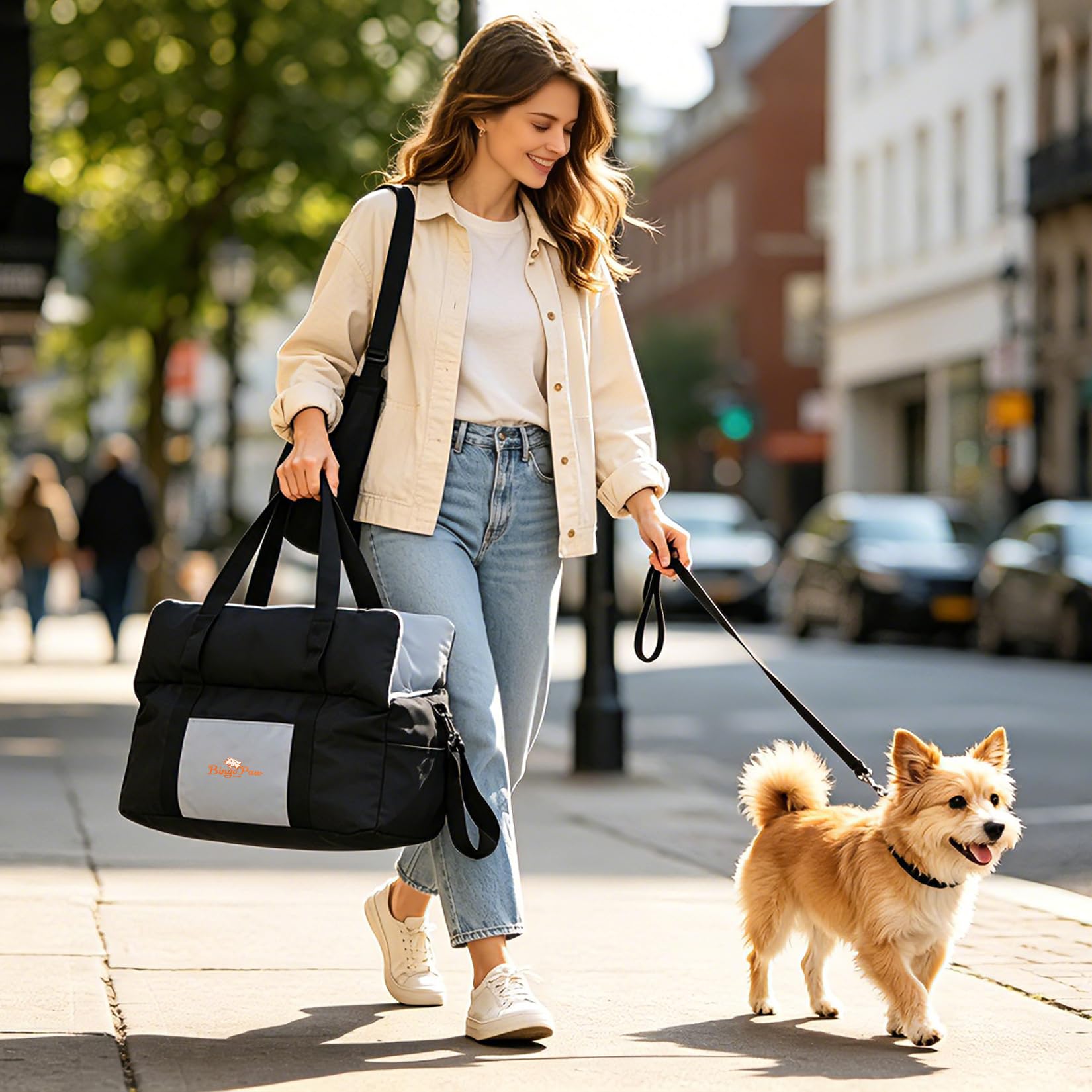 BingoPaw Siege Auto Chien Voiture: Panier Voiture Portable pour Chiens de Petite à Moyenne Taille avec Détachable et Lavable Coussin, Noir